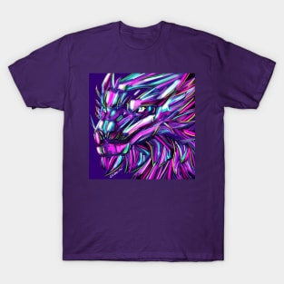 purple dragon in neon lights ecopop art T-Shirt